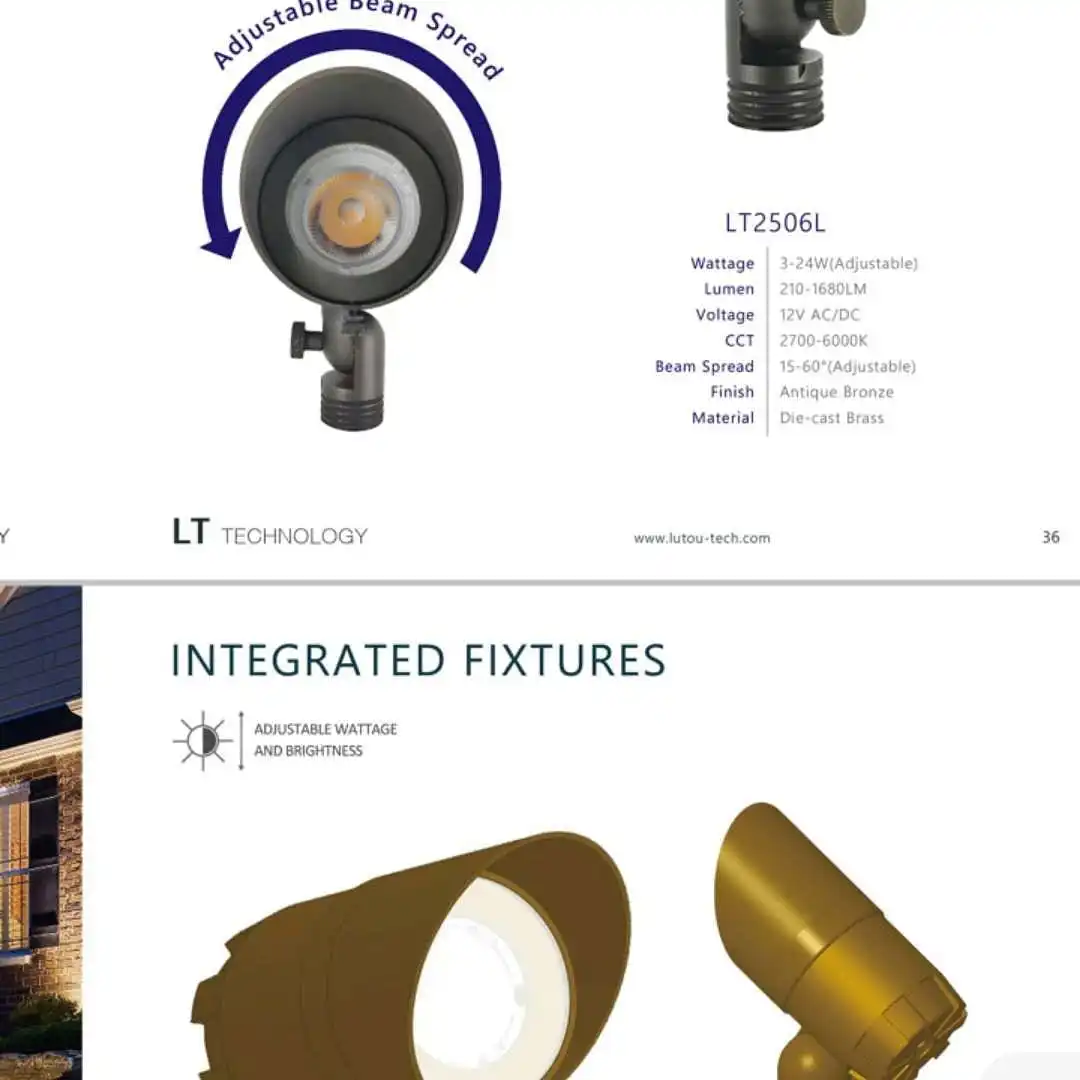 LT2506L Heavy duty Die-cast Brass adjustable wattage & beam spread 12V Integrated Spotlight Bluetooth WIFI ZIGBEE Ver Available - ANKUX.COM