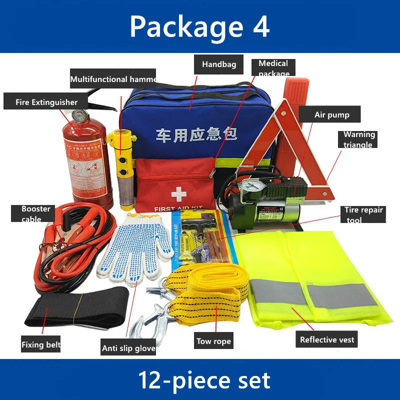 Universal Automotive 12 Pcs Roadside Emergency Car Kit For Emergency