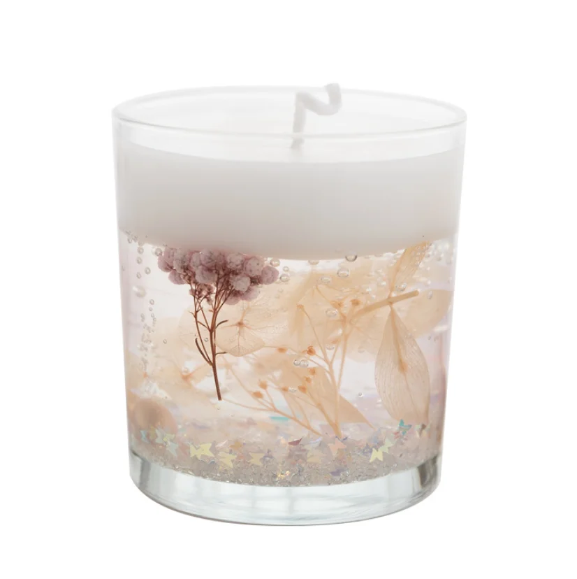 Wholesale Custom Birthday Gift Gel Scented Wax Dried Flower Jelly Candles Northern Lights