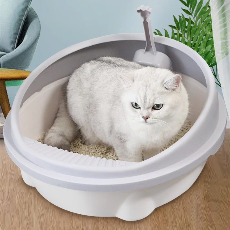 Large Size Cat Litter Box Plastic Cat Toilet Tray With Poop Scoop