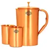 Indian art villa pure copper lacquer coated 1500 ml jug with 2 glass 300 mL each,corporate/diwali water jug gift set