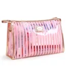 Customized transparent pvc cosmetic bag clear pvc large capacity travel bag silk printing make up pouch