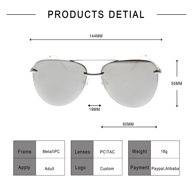 Venta al por mayor de gafas de sol polarizadas clásicas de aviación para los hombres muestra gratis estilo de moda con marco de aleación de plata gafas de sol