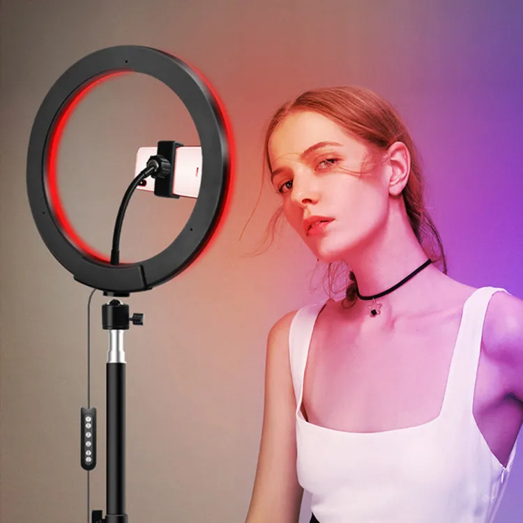 10'' 26cm Rgb Ring Light With Phone Clip Kit Camera Photography Video