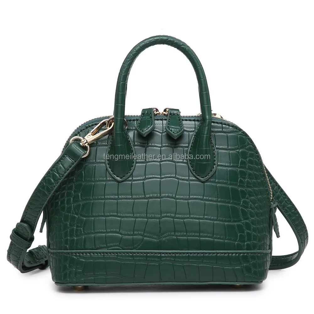 Crocodile Pattern Shell Bag, Metallic Color Crossbody Bag, Fashion