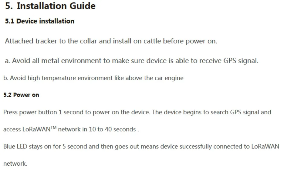 Lora Cattle Animal GPS Collar Tracker