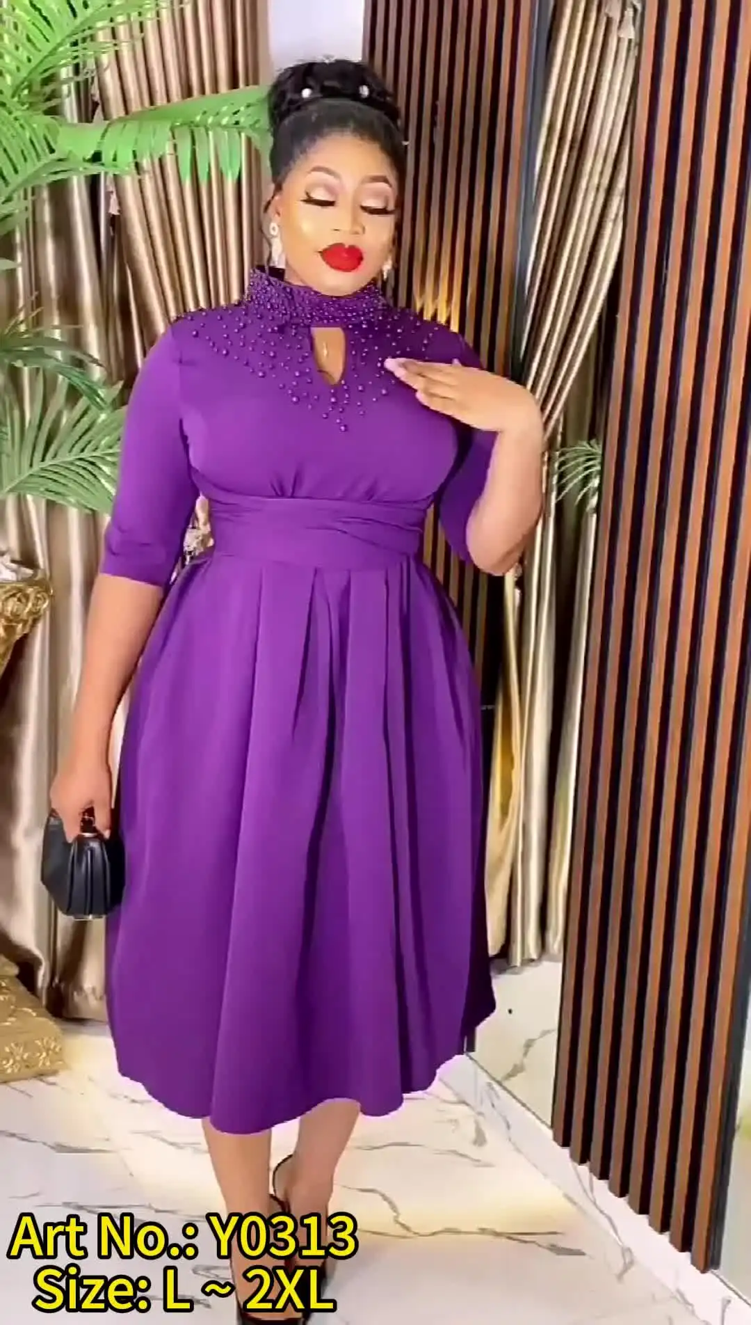church dresses for ladies in south africa Y0313 Trendy Women Casual Elegant Stand Collar Pearl Beaded African Dresses Women Clothing With Pocket prayer-sets