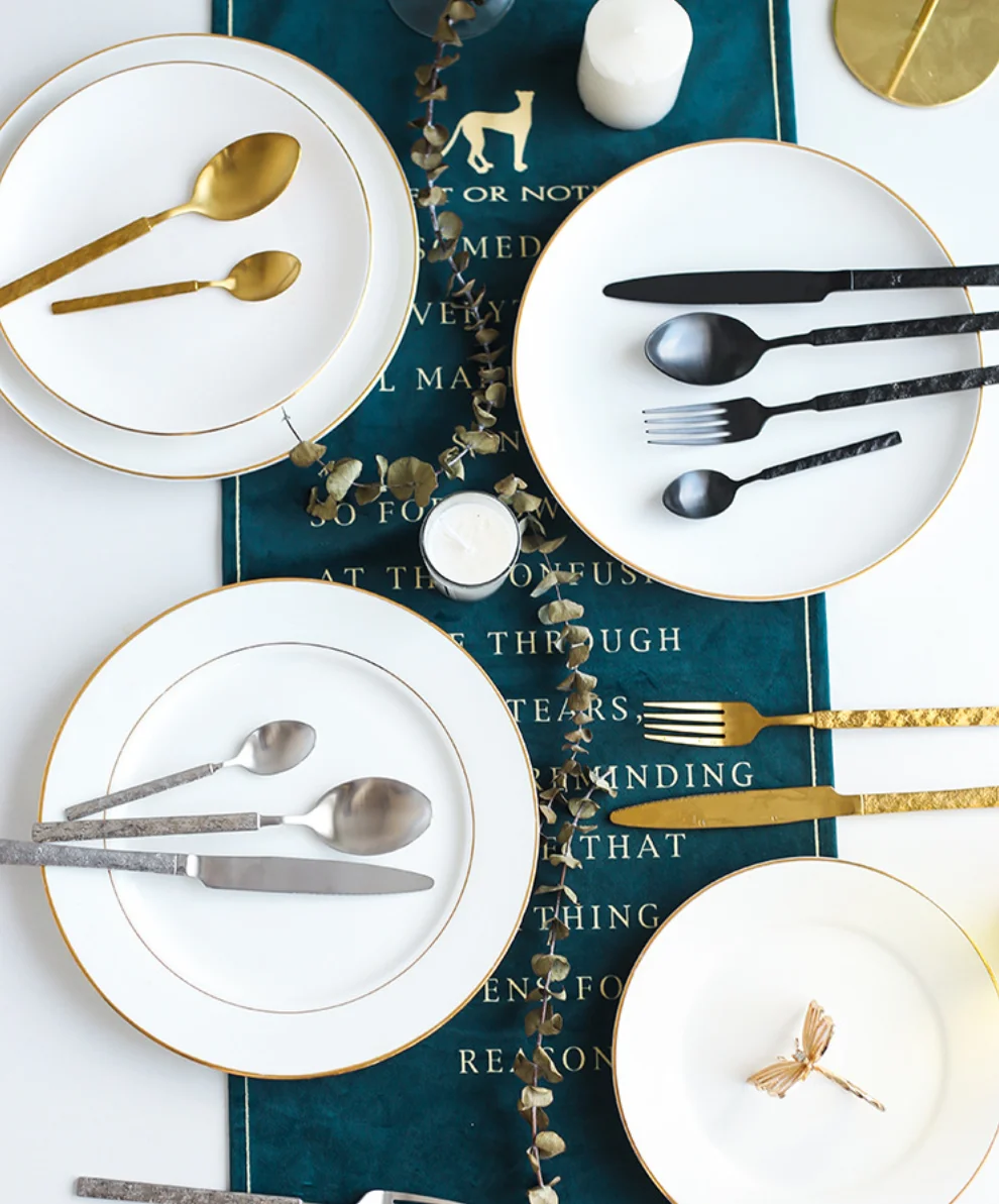 New Arrival Special Handle Stainless Steel Gold Plated Cutlery Set