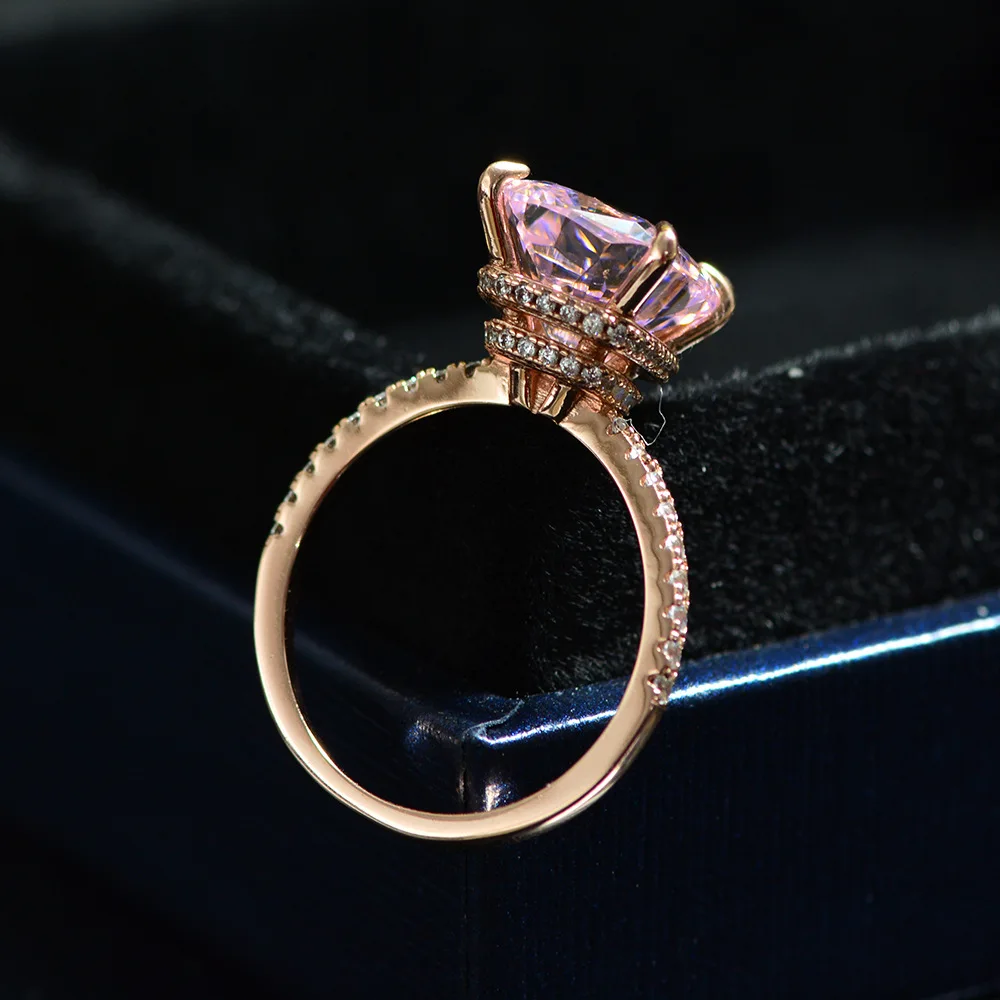 Lady Fashion Amethyst Engagement Wedding Ring 18K Rose Gold GP  AAAA Zircon Ring