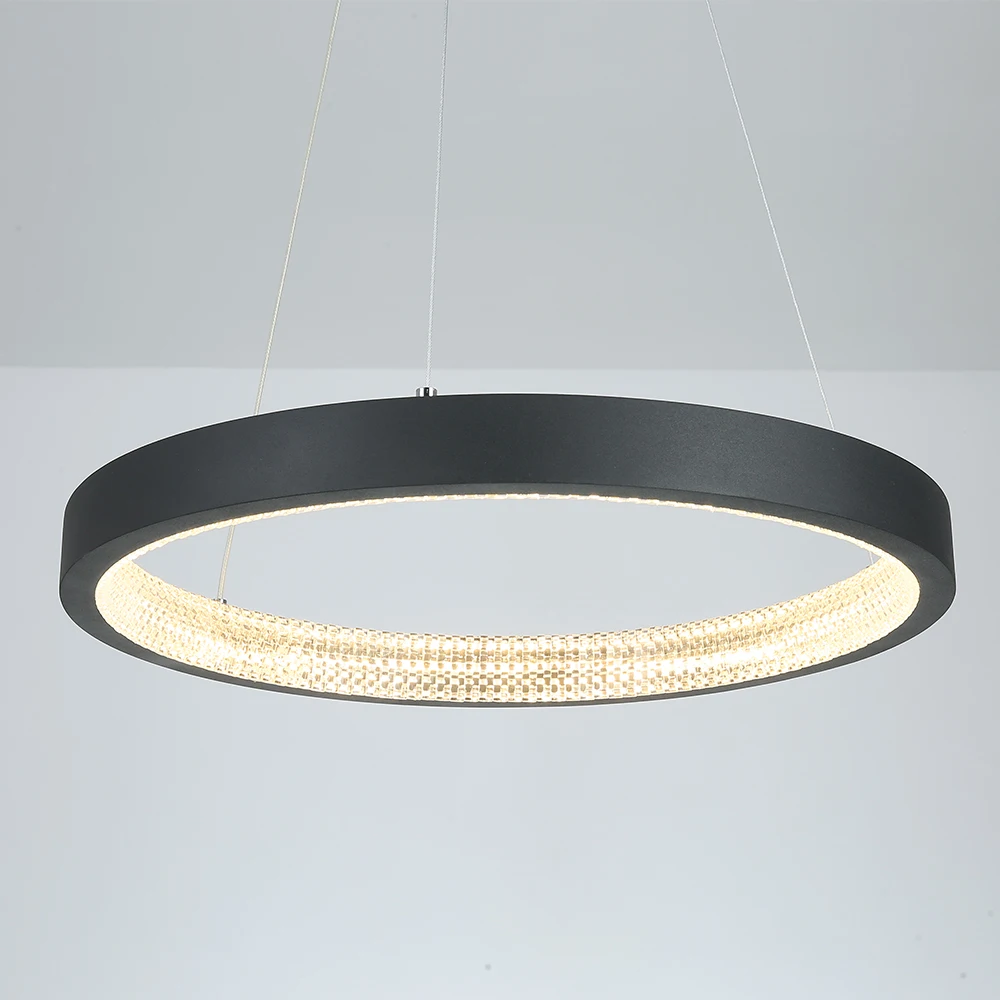 European Style Nordic Modern LED Hanging Ring Linear Led acrylic Lamps Hotel Dining Chandelier Luxury