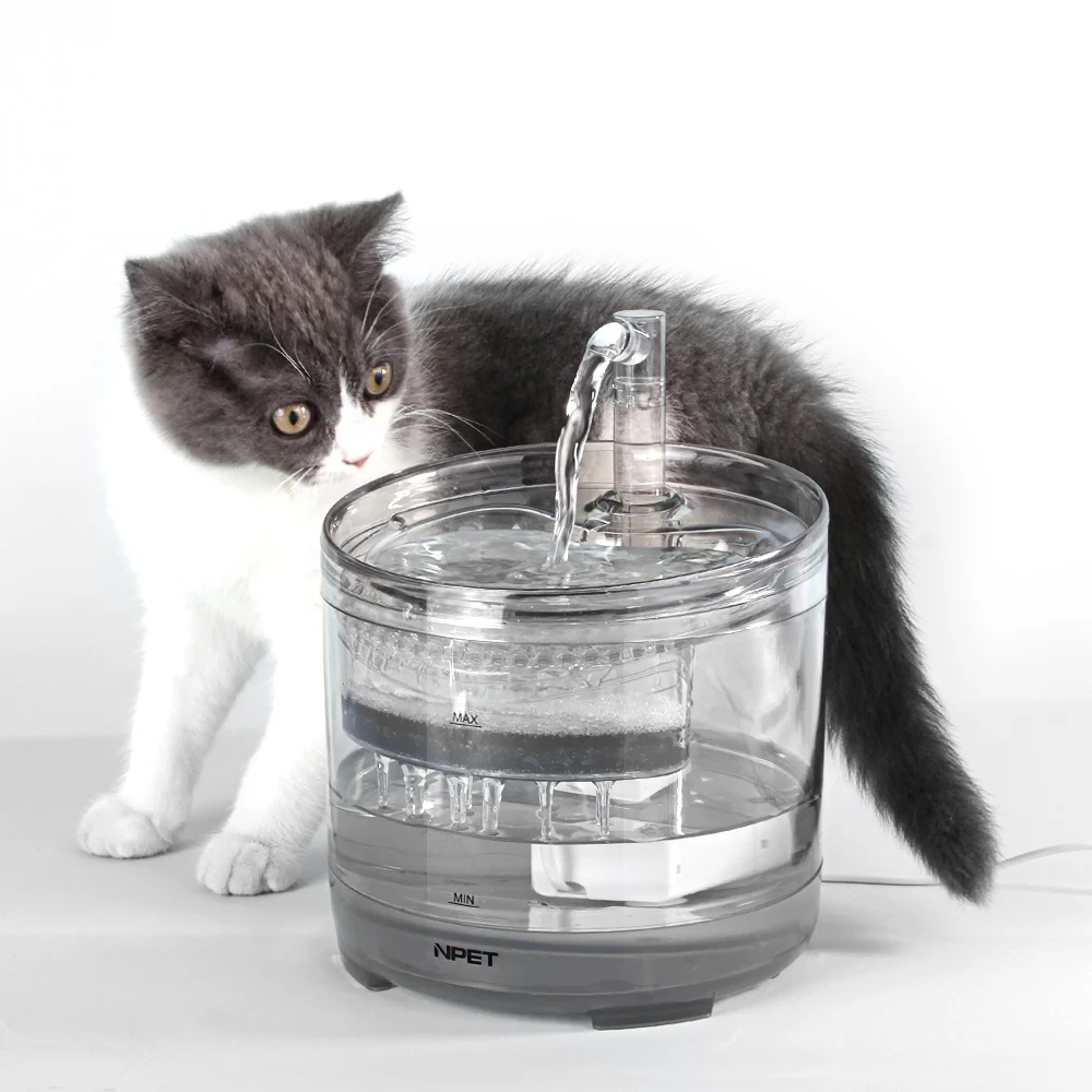 Npet 1.5l Cat Water Fountain Pet No Plug Water Dispenser Cat Drinking