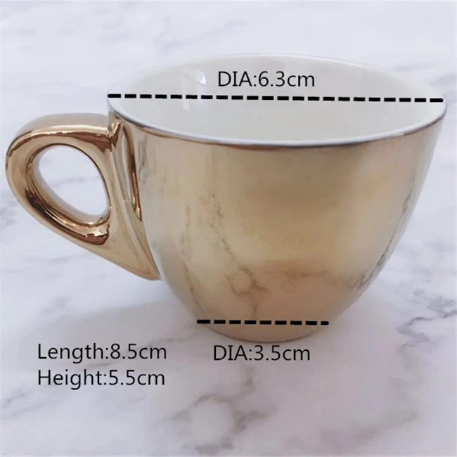 Luxury 12 Pcs Gold and Silver Electroplating Porcelain Coffee/tea Cups and Saucer Set With Rack Espresso Cup Set details