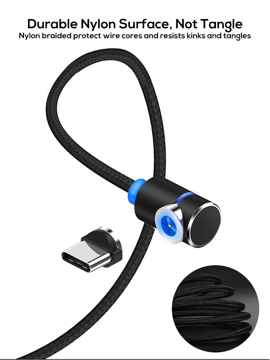 ZICAS Magnetic USB Cable Factory 1m(3ft) LED Magnetic Charging USB Cable for iPhone Charger 2A - ANKUX.COM