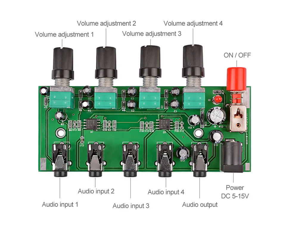 audio mixer 2 input 1 output
