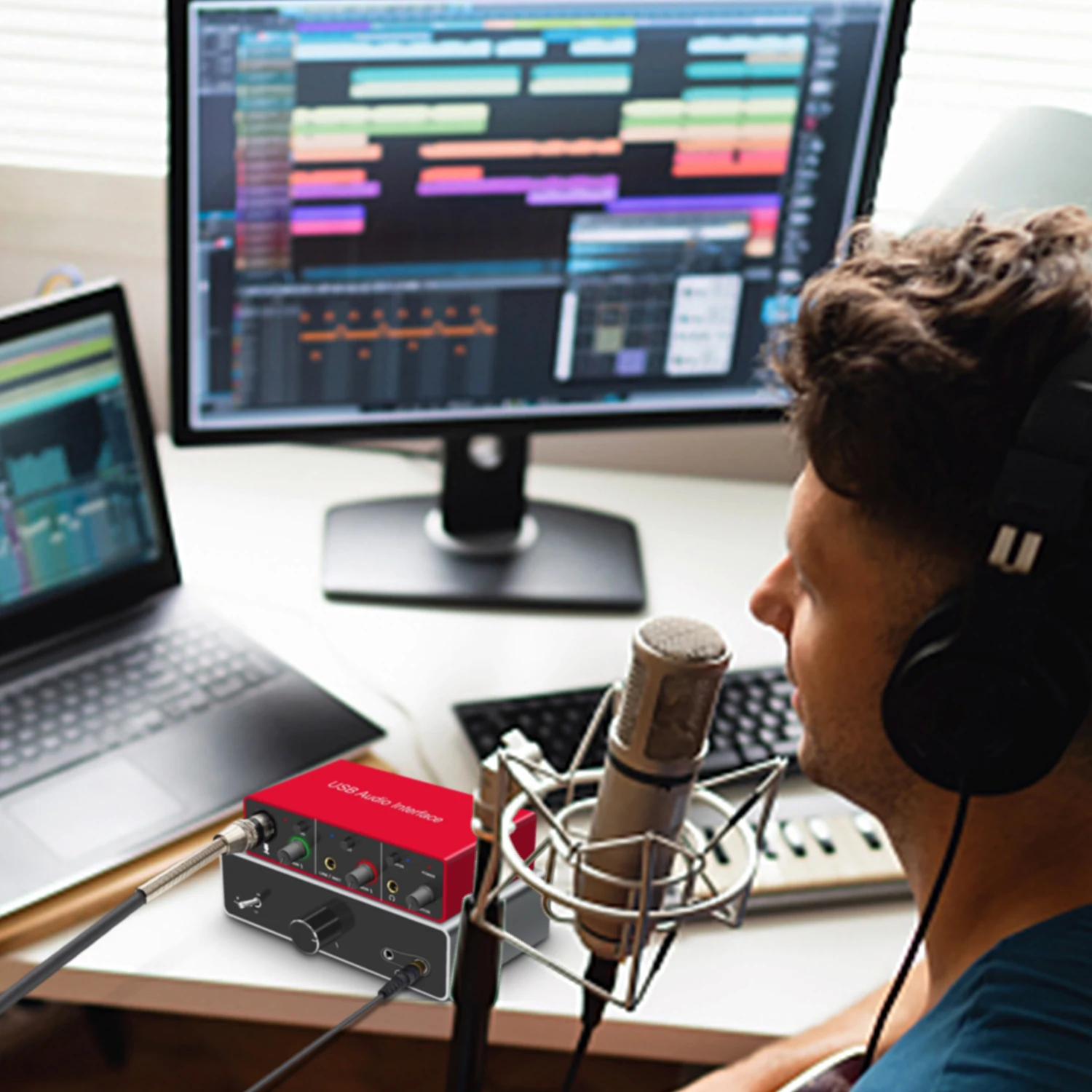 192khz 2x2 Professional Xlr Microphone De Audio Mixer Studio Recording ...