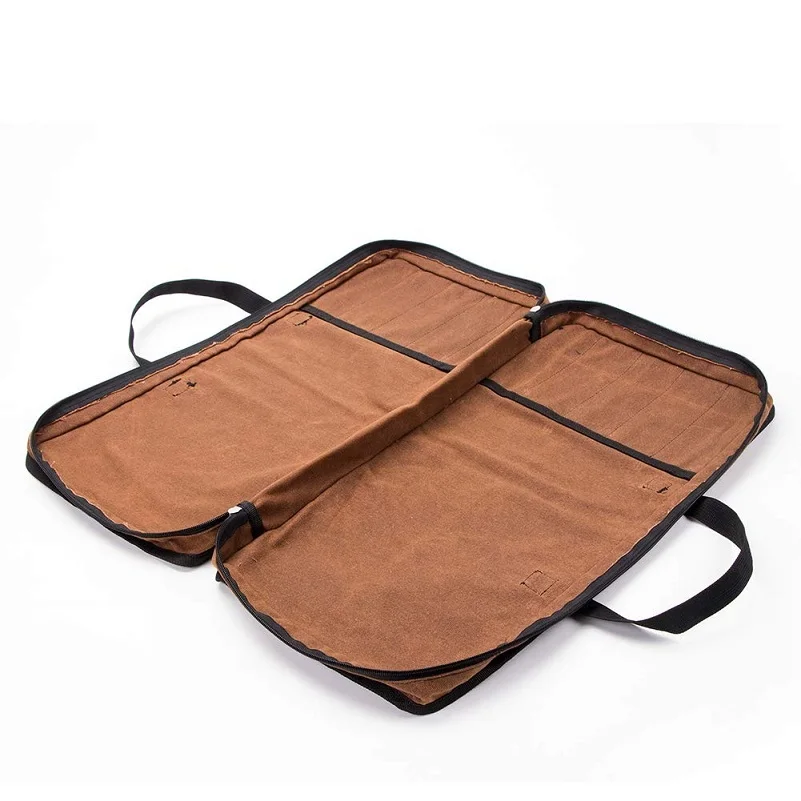 oem 打蜡帆布厨师刀袋 10 分离槽厨师手提包刀袋