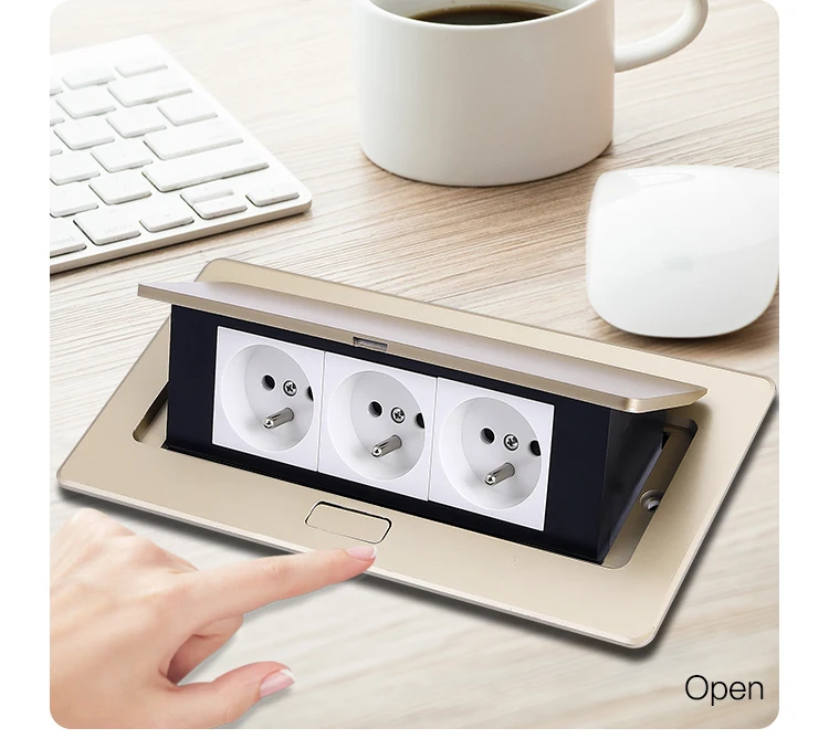 Factory sales gold aluminum alloy multi module embedded table socket