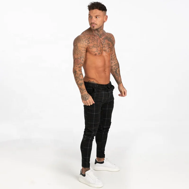 mens tight checkered trousers