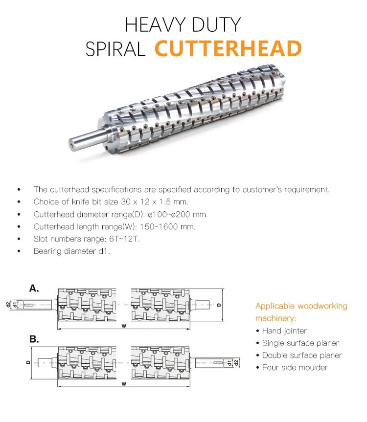Heavy Cutting Spiral Cutter Head Jointer For Wood Carving Buy Spiral