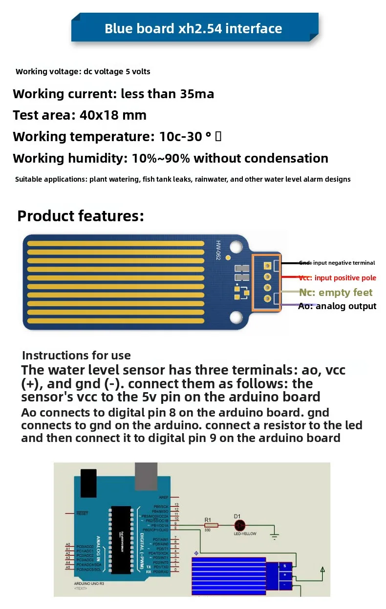Water Level Sensor Module Is Used for Water Level and Depth Detection ...
