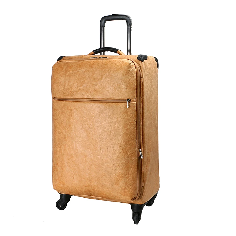 Custom Brown Paper Travel Duffel Trolley Rolling Luggage Bag Waterproof ...