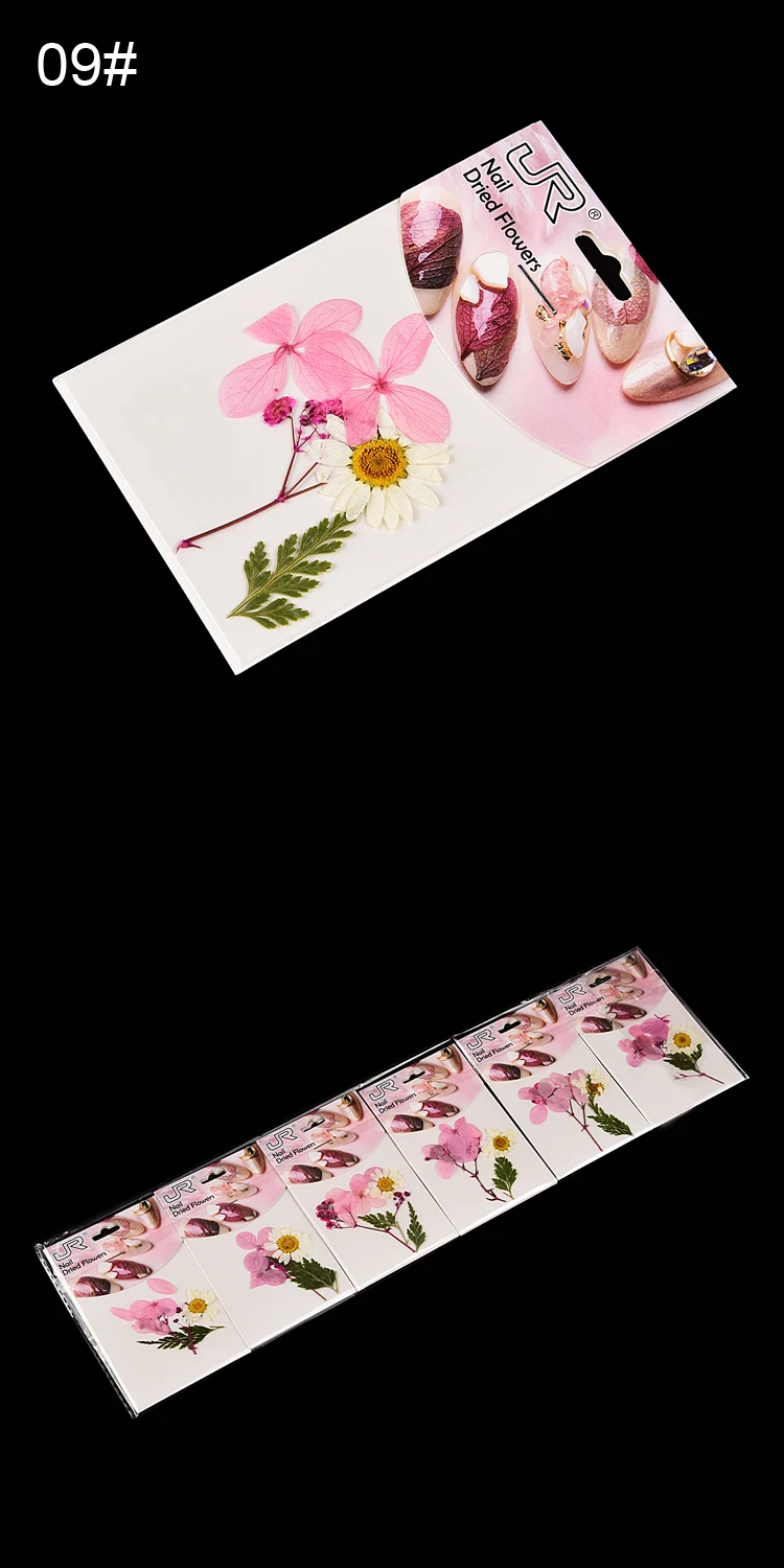 9 Colors Mixed Natural Dry Nail Flowers Wholesale 3d Nail Art