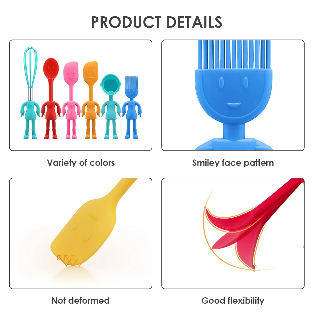 2022 6pcs Human Shaped Silicone Heat Resistant Non Stick Bpa Free