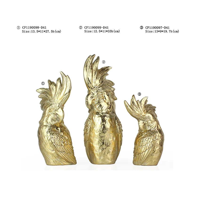 Resin gold foil  pigeon statue bird ornaments home decoration details