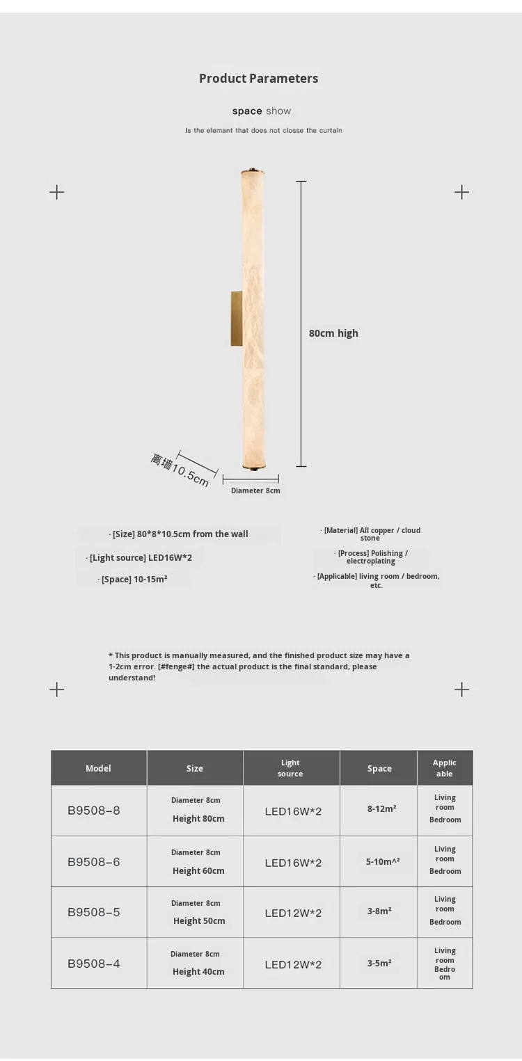 product cross border popular light luxury all copper marble led wall lamp new chinese mid century style natural marble wall mounted-11