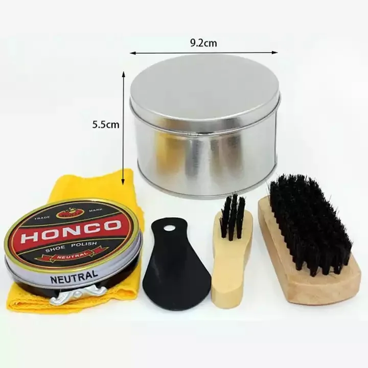 product hot sale hotel shoe polish tool wooden brush 5 pcs shoe care kits daily shoe care set-1