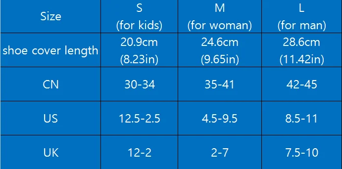 size of shoe covers