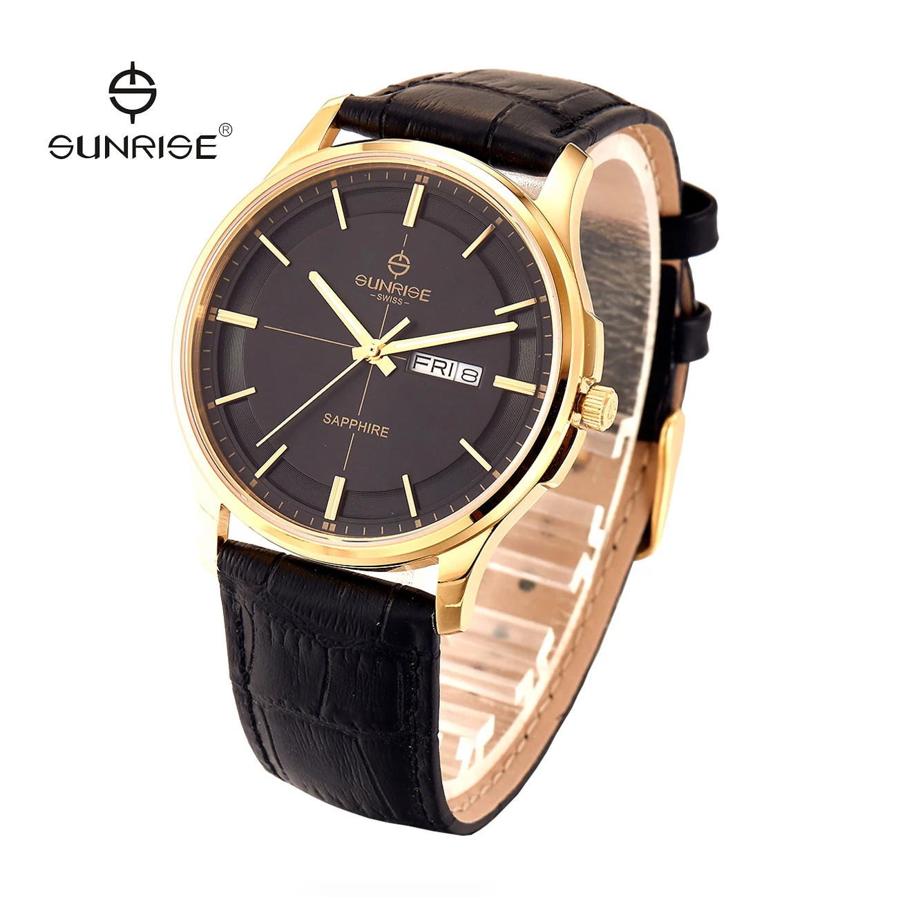 良好的性能石英机芯手表真皮表带手表与日期拨号