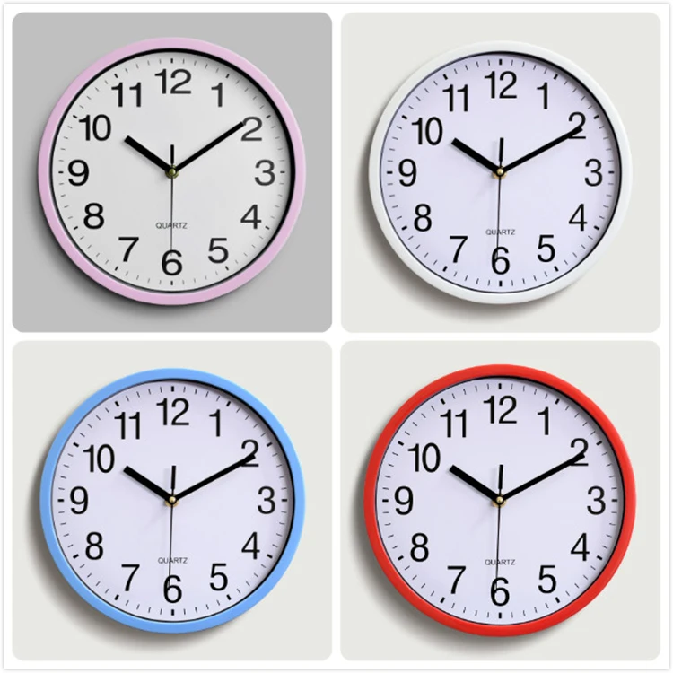 Home Decoration Simple Round Design 10 Inch Cheap Plastic Wall Clock ...