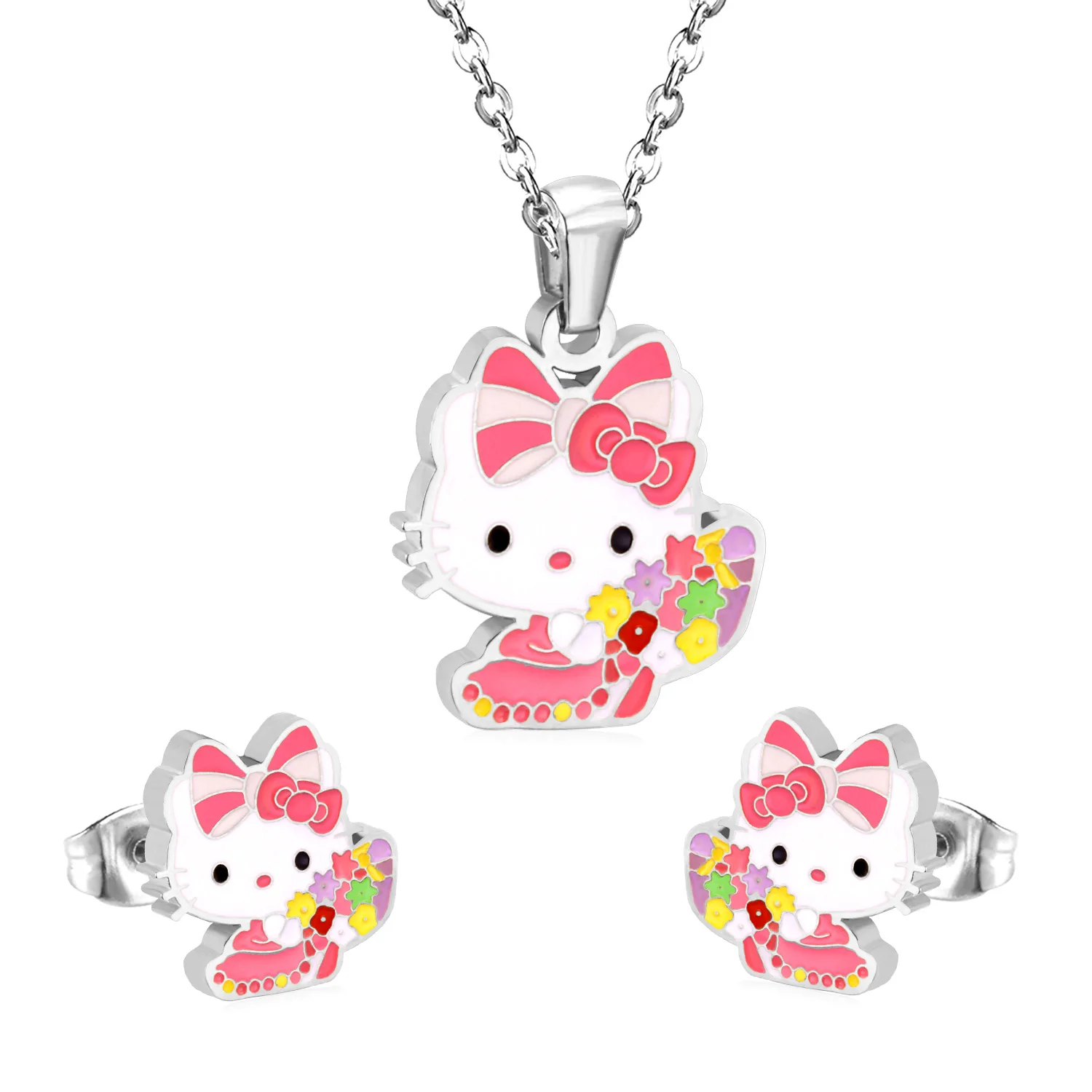 Сережки hello kitty. Комплект серебро Хелло Китти. Детские браслеты Цепочки и сережки Хелло Китти в Ташкенте.