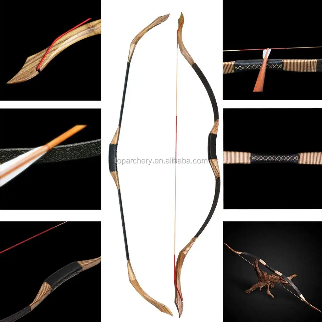 3050lbs Traditional Recurve Bow Fiberglass Wooden Bow Archery Hunting