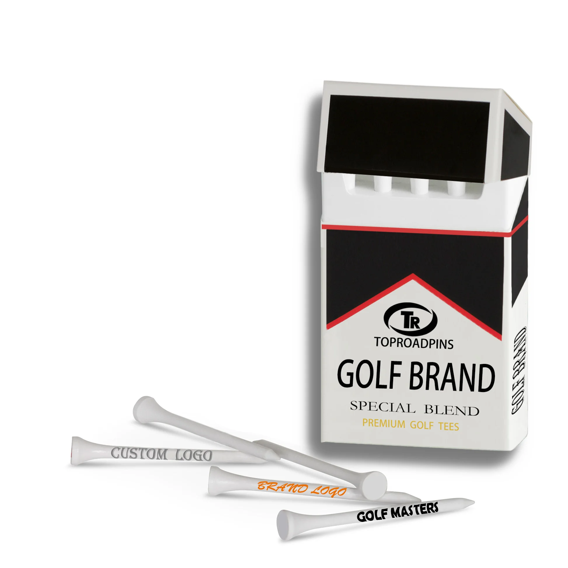 golf tees in cigarette box Curves and Clubs Premium Theyre tough on performance Caddy Classics Royal Reds Golf