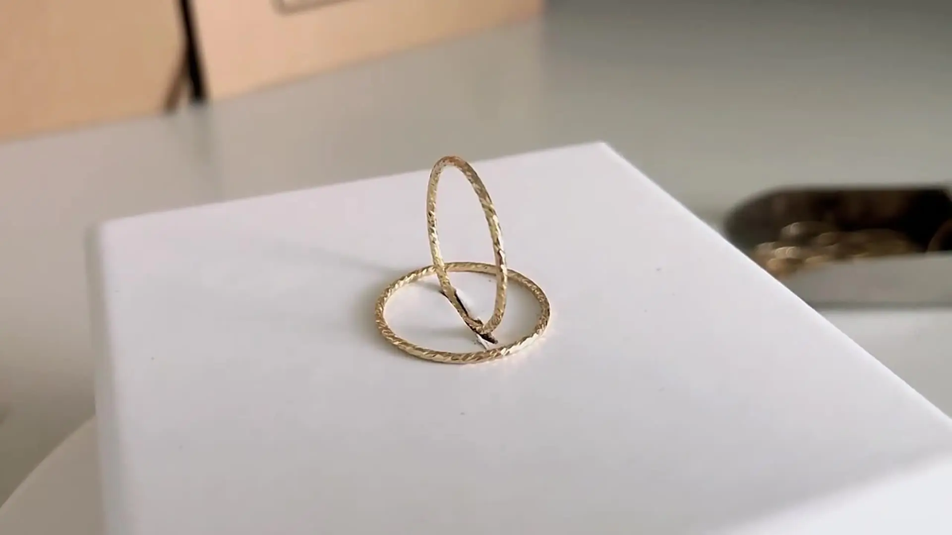 Vintage 14K Gold Filled Sparkle Pattern Finger Rings Premium Thin