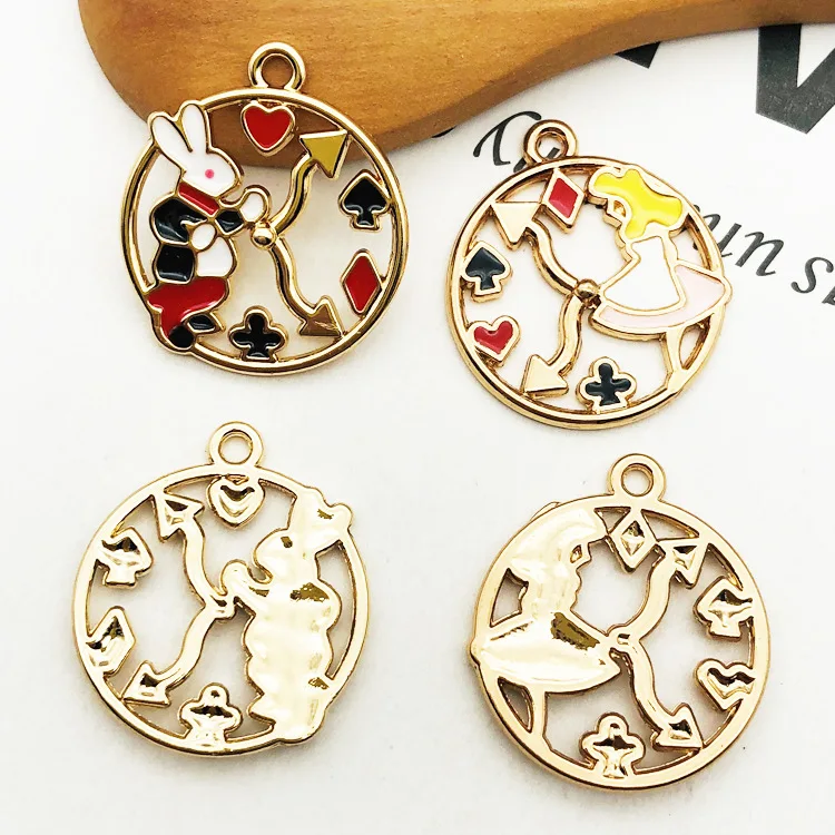 handmade diy alice wonderland charms poker