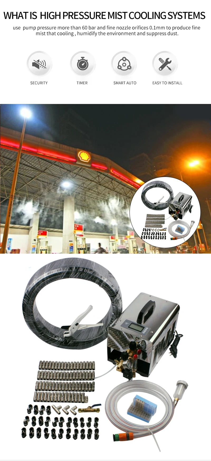 Fogging System Outdoor Mist Cooling System 70pcs Brass Mist Nozzle