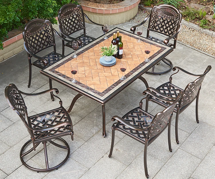 Outdoor garden barbecue Table Set Cast Aluminum BBQ Grill patio Furniture