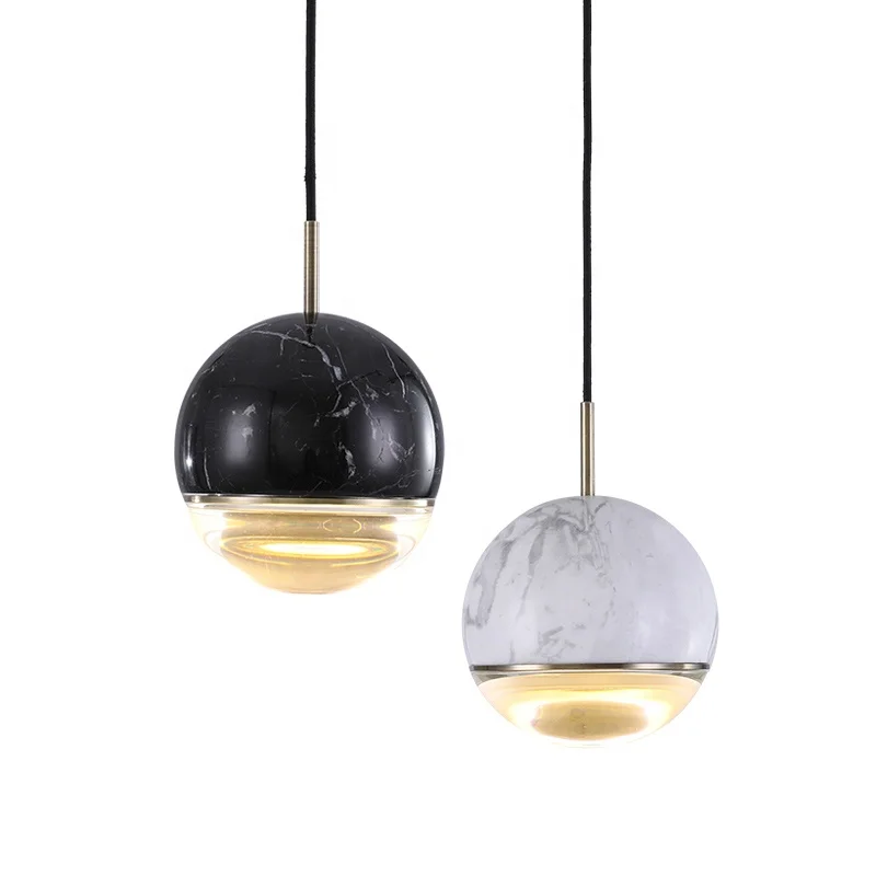 2020 new design nordic round indoor luxury fancy bathroom 220v kitchen ceiling chandelier globe metal marble pendant light