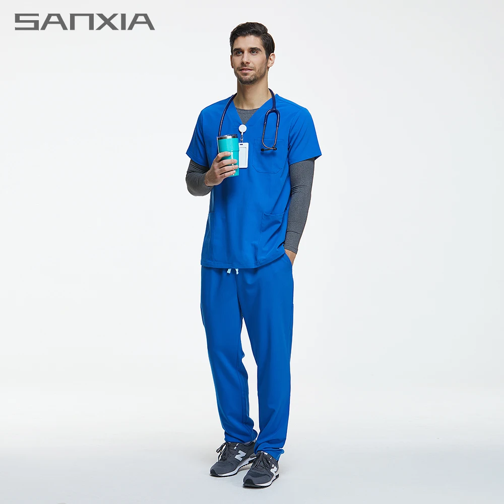 Hospital Scrub Trousers Uniform Men Blue Oem Nurse Uniforms Reina