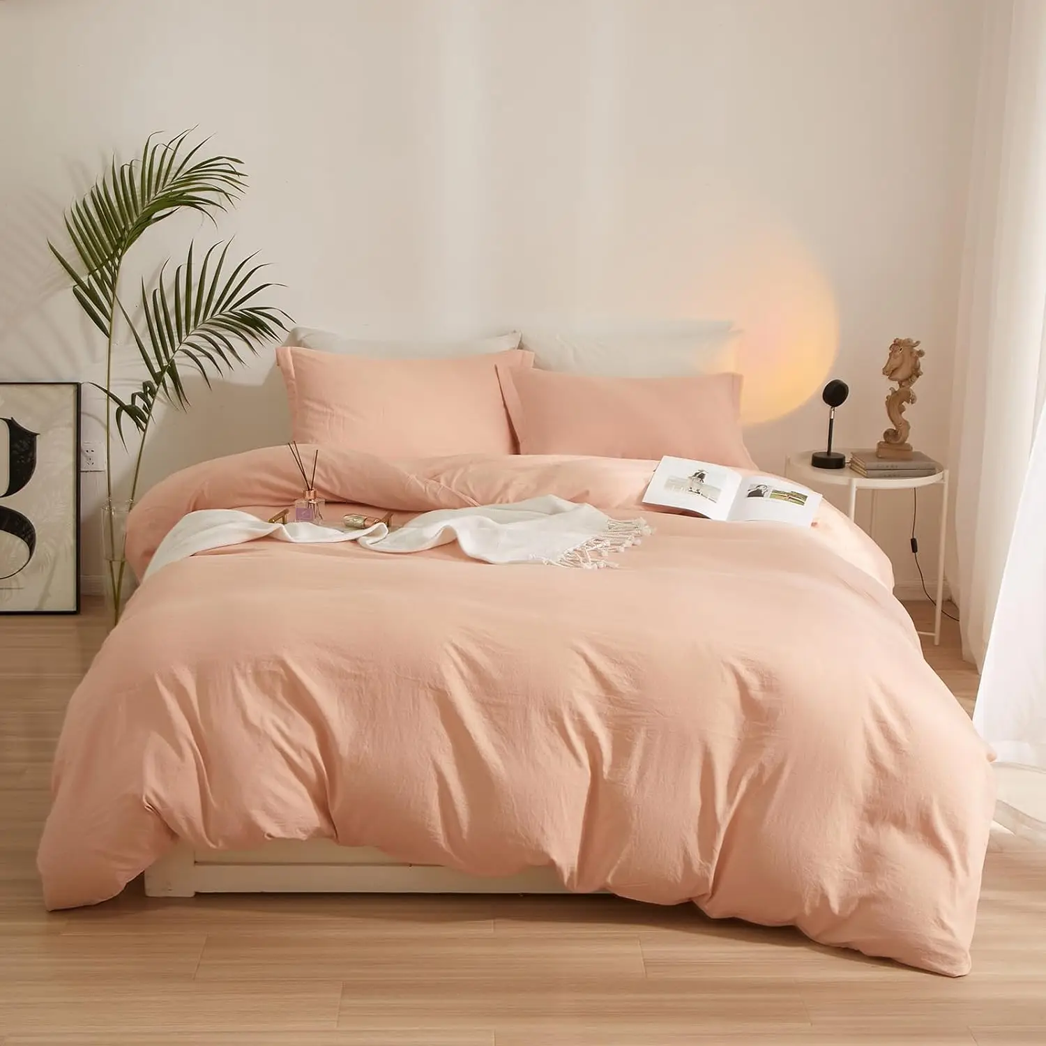 Modern Style Pink Microfiber Duvet Cover Set Full Size Soft Washed 3-Piece Bedding Set factory