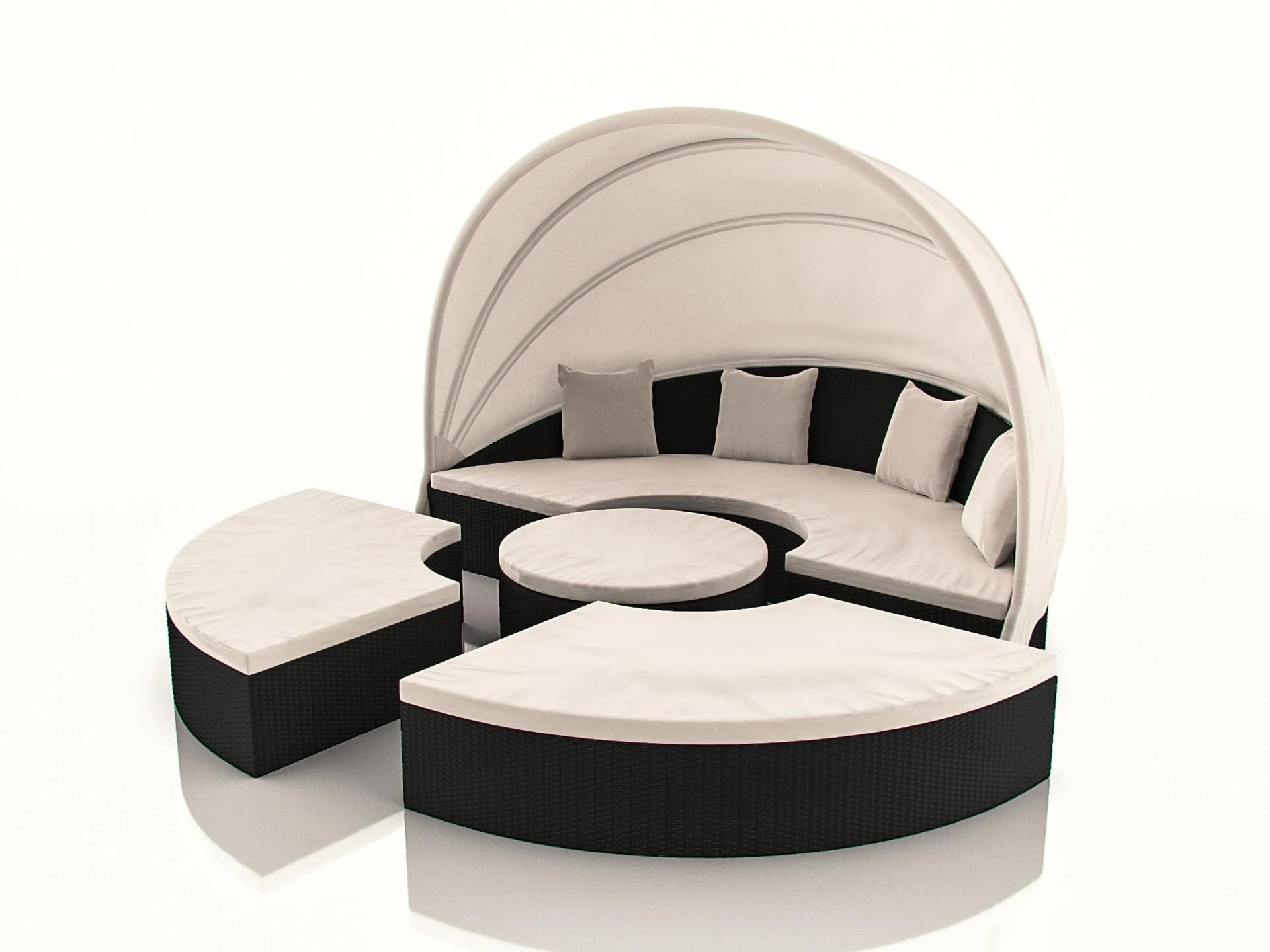 Beach Bed Sunbathing Cushion Round Rattan Canopy Rattan Daybeds For Sale Outdoor Daybed Round