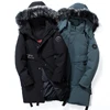 Windproof Mens Clothing Skiing Winter Bomber Jacket Fashion Big Wool Collar Thick Long Down Jackets