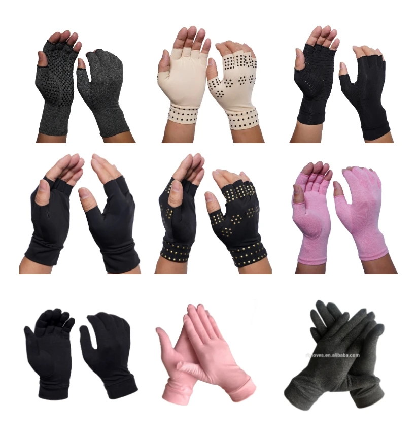 Fingerless Copper Arthritis Compression Gloves Therapeutic Buy White
