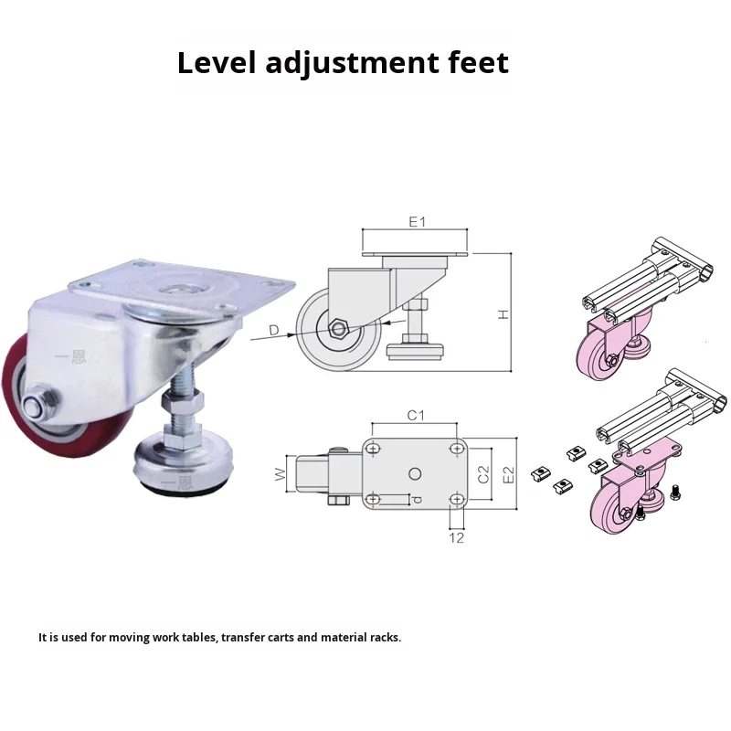 product level adjustment caster wheel third generation aluminum alloy grade 1000 series lean line pipe rod workbench rack-12