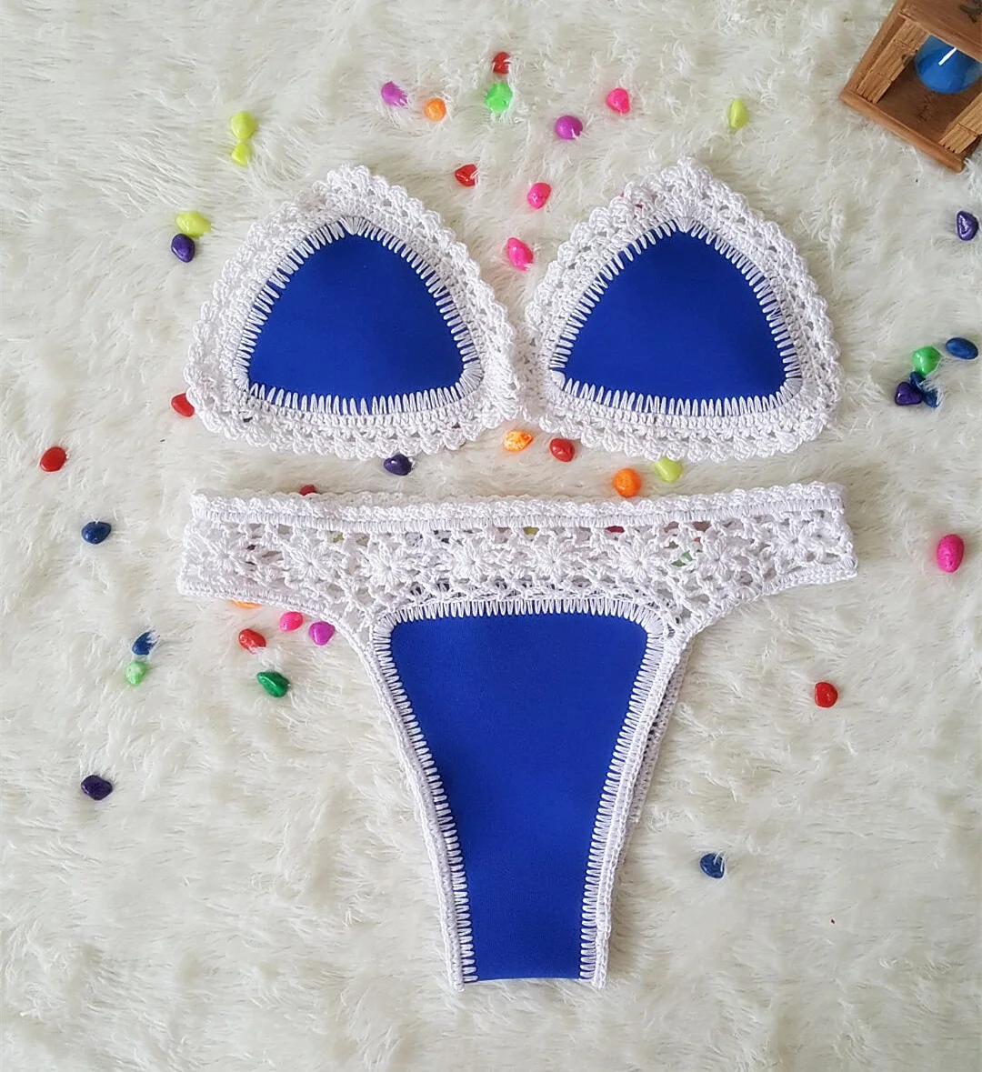 Hot Selling Bikini Neoprene Glue Handmade Crocheted Two-Piece Sexy Women's Swimsuit Texture Knit Bikini H3a9a40a85cf94fefbdfb4af85f288733M