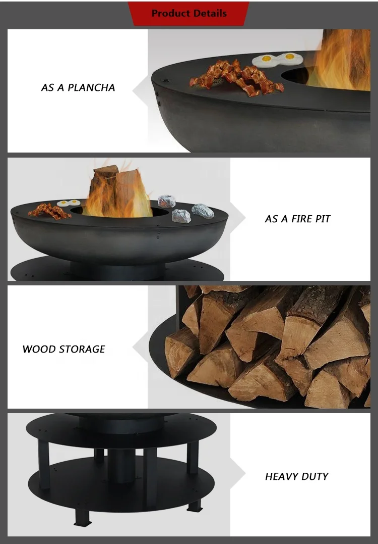 Multifunctional Garden Outdoor Teppanyaki BBQ Grill & Fire Pit With