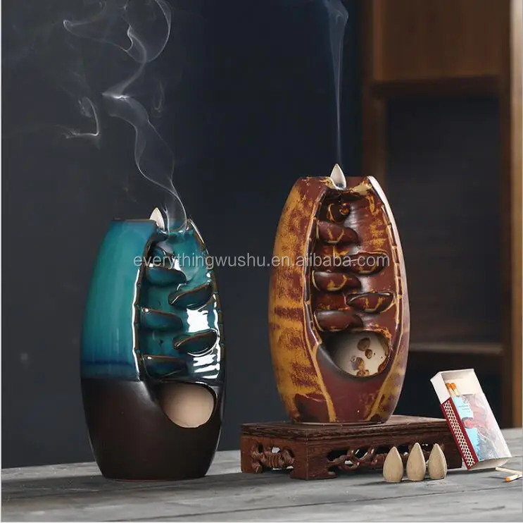 Worldwide Free Shipping Waterfall Incense Burner Ceramic Incense Holder,Option for Mixed Incense Cones